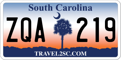 SC license plate ZQA219