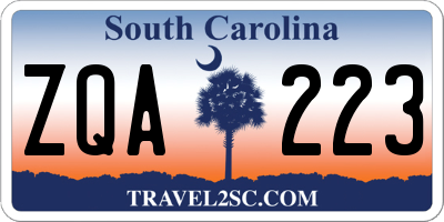 SC license plate ZQA223