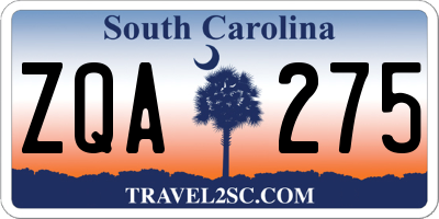 SC license plate ZQA275
