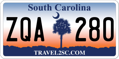 SC license plate ZQA280