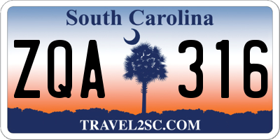 SC license plate ZQA316