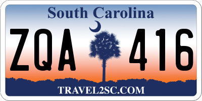 SC license plate ZQA416