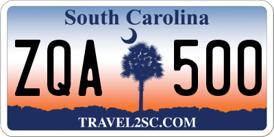 SC license plate ZQA500