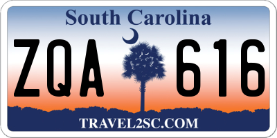 SC license plate ZQA616