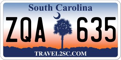SC license plate ZQA635