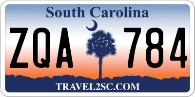 SC license plate ZQA784