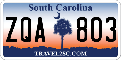 SC license plate ZQA803
