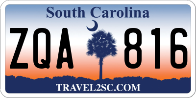 SC license plate ZQA816