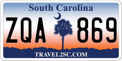 SC license plate ZQA869