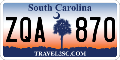 SC license plate ZQA870
