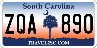 SC license plate ZQA890