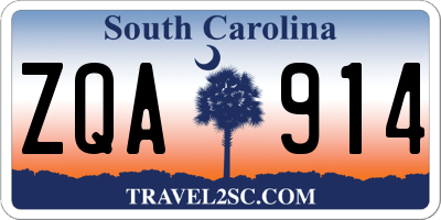 SC license plate ZQA914