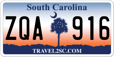 SC license plate ZQA916