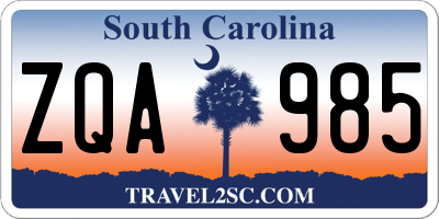 SC license plate ZQA985