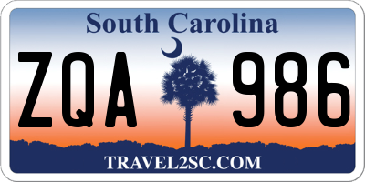 SC license plate ZQA986