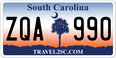 SC license plate ZQA990
