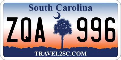 SC license plate ZQA996