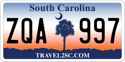 SC license plate ZQA997