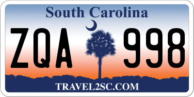 SC license plate ZQA998