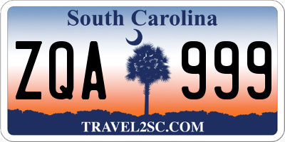 SC license plate ZQA999
