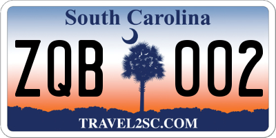 SC license plate ZQB002