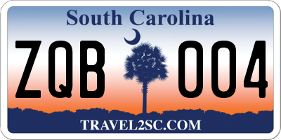SC license plate ZQB004