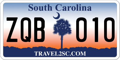 SC license plate ZQB010