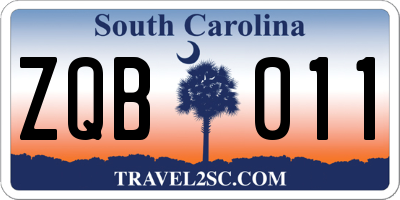 SC license plate ZQB011