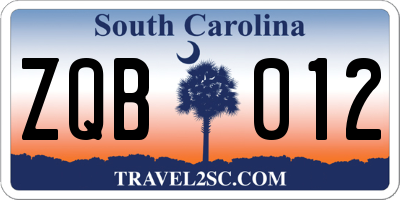 SC license plate ZQB012