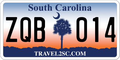 SC license plate ZQB014