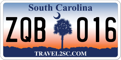 SC license plate ZQB016