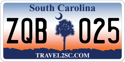 SC license plate ZQB025