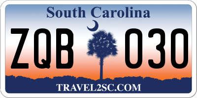 SC license plate ZQB030