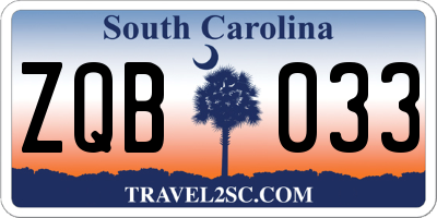 SC license plate ZQB033