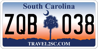 SC license plate ZQB038