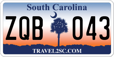 SC license plate ZQB043
