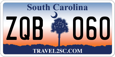 SC license plate ZQB060