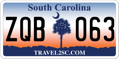 SC license plate ZQB063