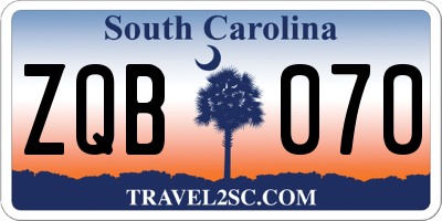 SC license plate ZQB070