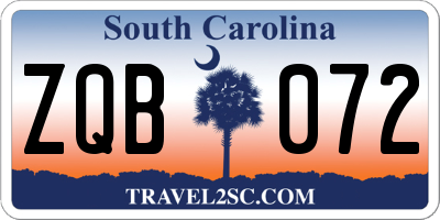SC license plate ZQB072