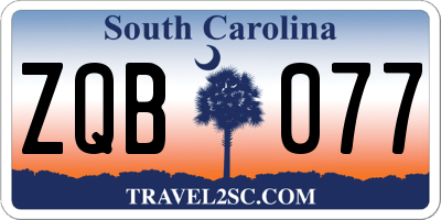 SC license plate ZQB077