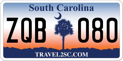 SC license plate ZQB080