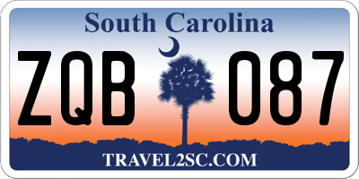 SC license plate ZQB087