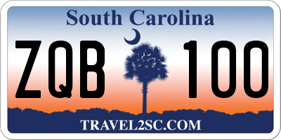 SC license plate ZQB100