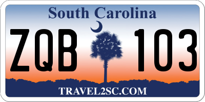 SC license plate ZQB103