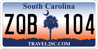 SC license plate ZQB104