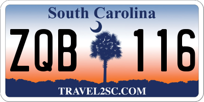 SC license plate ZQB116