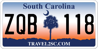 SC license plate ZQB118