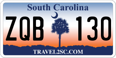 SC license plate ZQB130
