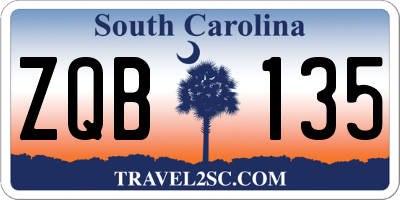 SC license plate ZQB135